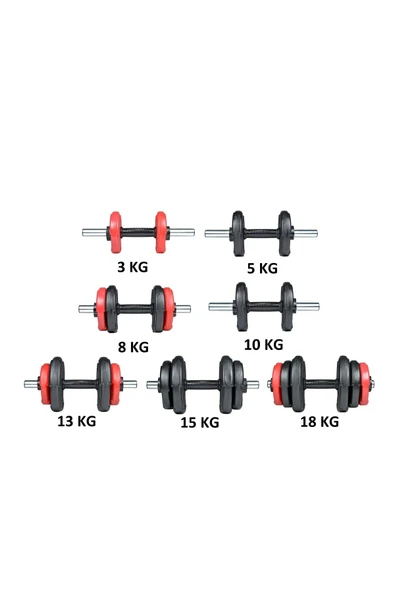 Spor 36 Kg Dambıl Seti Kırmızı Siyah - 3