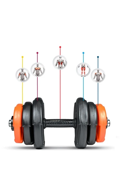 38 Kg Dambıl Halter Seti Turuncu Siyah - 5