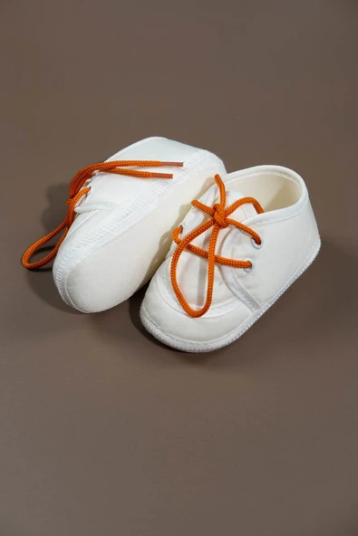 Krem Renkli Bağcıklı Bebek Ayakkabısı Krem - 5