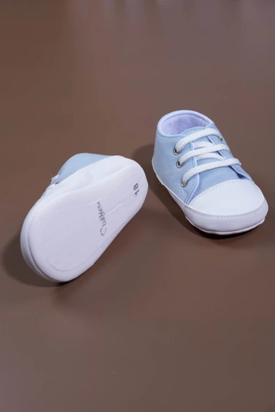 Bağcıklı Unisex Bebek İlk Adım Ayakkabısı Açık Mavi - 5