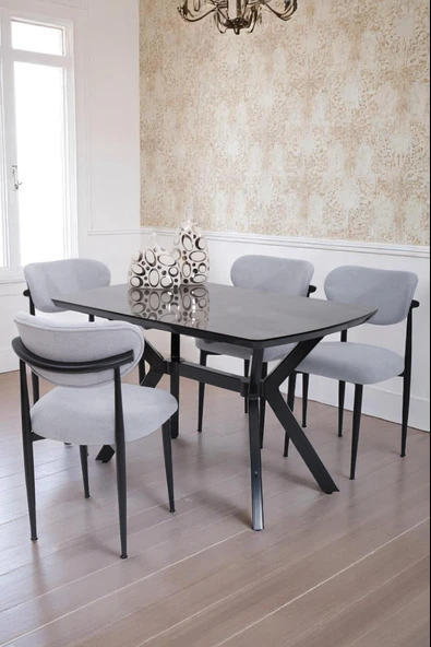 Venedik Polo MDF Lak Panel Açılır Mutfak Masa Sandalye Takımı 80*130cm