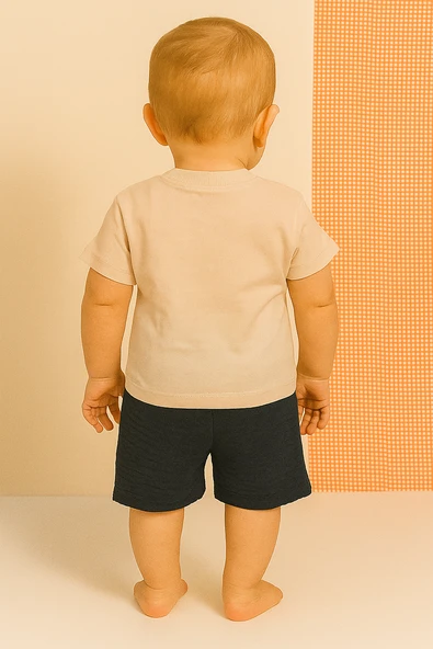 Boy Fil 2'li Erkek Çocuk Şortlu Takım - Lacivert - Resim 3