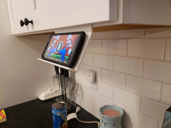 Byr Mutfak Dolabına Takılan Telefon Tutucu, Telefon Standı Beyaz 4961614 3D - 3