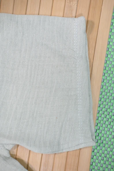 Palmiye Desenli Kısa Kollu Şortlu Takım Haki - Resim 7