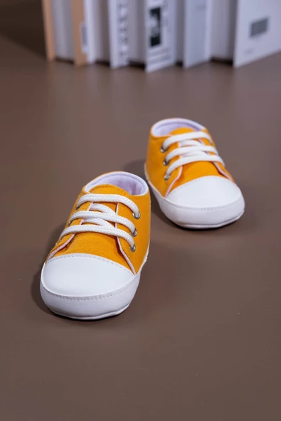 Bağcıklı Unisex Bebek İlk Adım Ayakkabısı Sarı - 4
