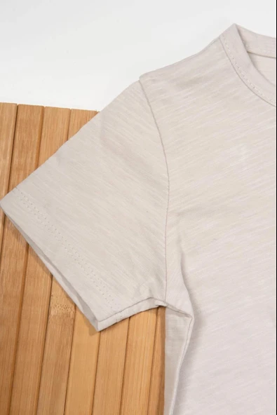 Düğme Detaylı Cepli Tişört ve Cepli Şortlu Erkek Takımı mavi - Resim 3