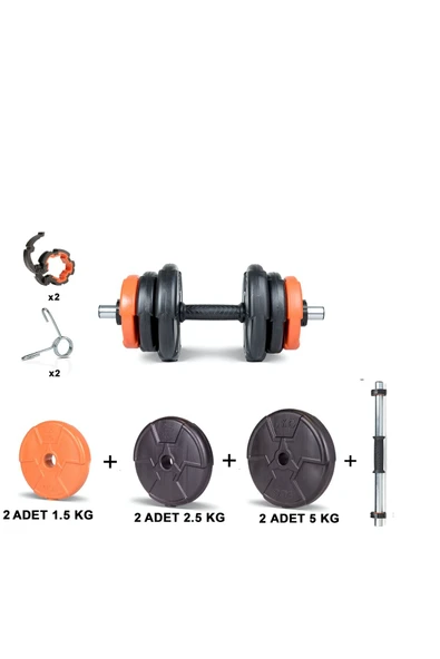 Spor 18 Kg (1x 18kg) Dambıl Seti Turuncu Siyah
