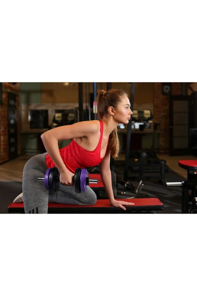 16 Kg Spor 16 Kg Dambıl Seti Mor-siyah 6 In 1 Fitness Set Dambıl Seti Vinyl Mor - 3