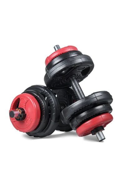 Ecgspor 21 KG (2x10,5kg) Multifonksiyonel Grip Plate Dambıl Seti Kırmızı -siyah