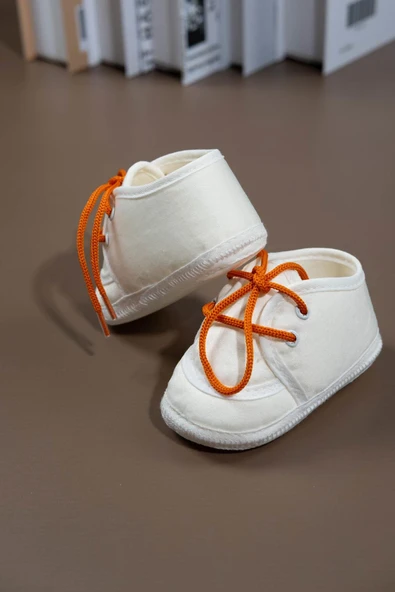 Krem Renkli Bağcıklı Bebek Ayakkabısı Krem - 6