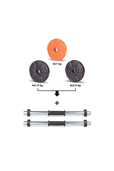 Spor 23 Kg Turuncu Siyah Halter Seti Ve Dambıl Seti - 2