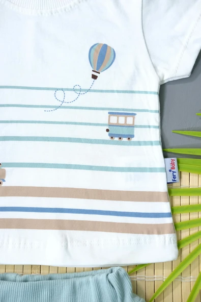 Çizgili Uçan Balon 2'li Takım Mint - Resim 4