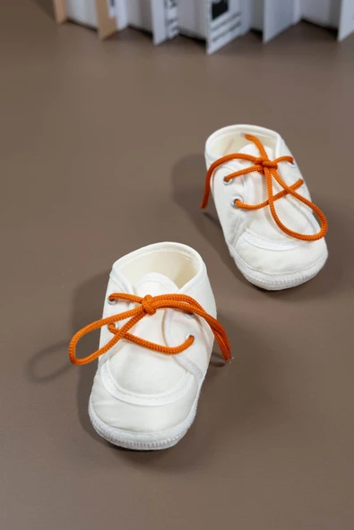 Krem Renkli Bağcıklı Bebek Ayakkabısı Krem - 7