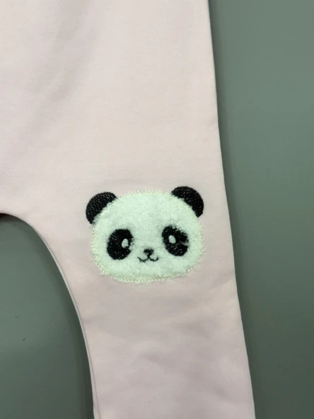 Kız Çocuk Eşofman Takımı Panda Bisiklet Yaka Ribanalı Paça Uzun Kol Pembe - 3