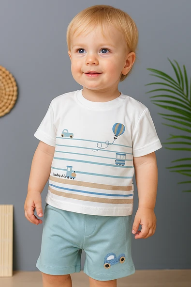 Çizgili Uçan Balon 2'li Takım Mint ürün görseli 1