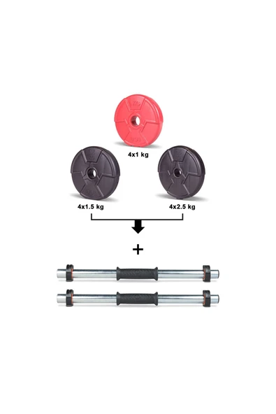 Spor 23 Kg Kırmızı Siyah Halter Seti Ve Dambıl Seti - 2
