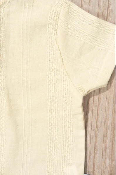 Keten Hakim Yaka Yarım Pantalon Gömlekli 2'li Yazlık Erkek Takım Haki - Resim 6