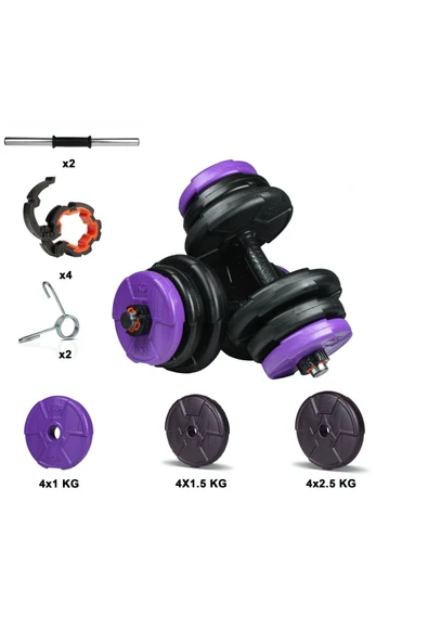 Spor 21 Kg Dambıl Seti Mor Siyah