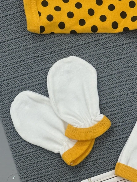 Unisex 5'li Arı Desenli Zıbın Takımı Sarı - 2