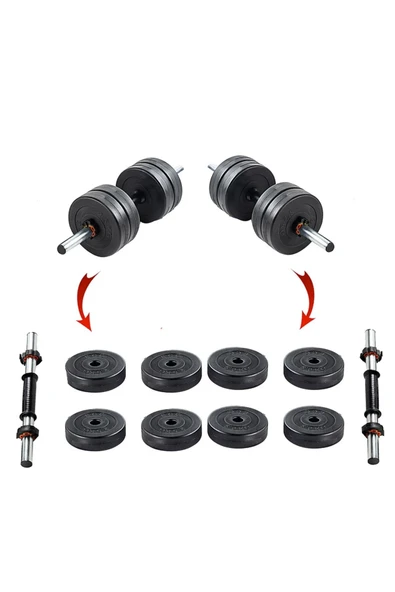 Ecgspor 20 KG (8x2,5kg +2 adet Kısa bar=21kg ) Dambıl Seti ve Ağırlık Seti Vücut Geliştirme Aleti
