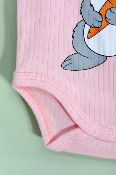 Unisex Tavşanlı Askılı Body Pembe - 2