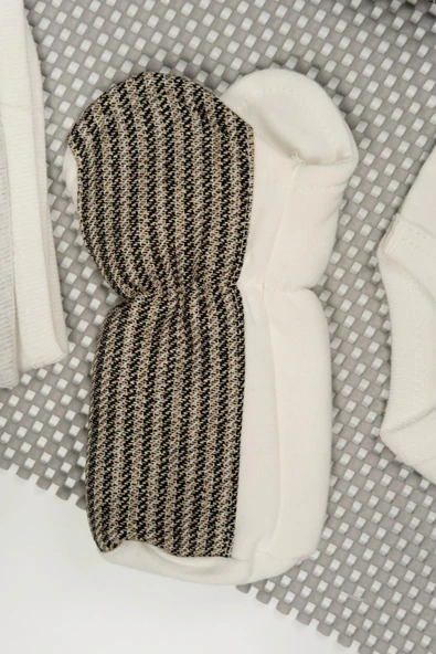 Bej Askılı Pantolon Desenli 7'li Erkek Bebek Yenidoğan Takımı - 7