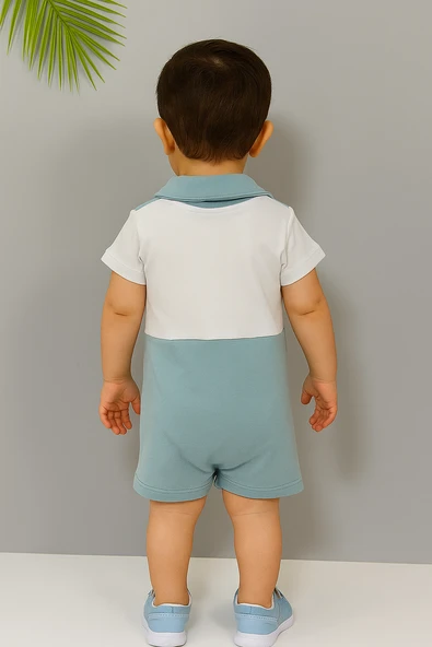 Papyonlu Kısa Kollu Bebek Tulum Mint Yeşil - 2