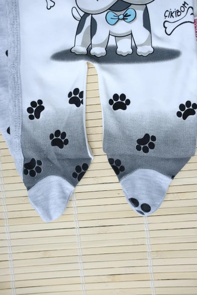 Köpek Baskılı 2'li Unisex Tulum Takımı Gri - Resim 4