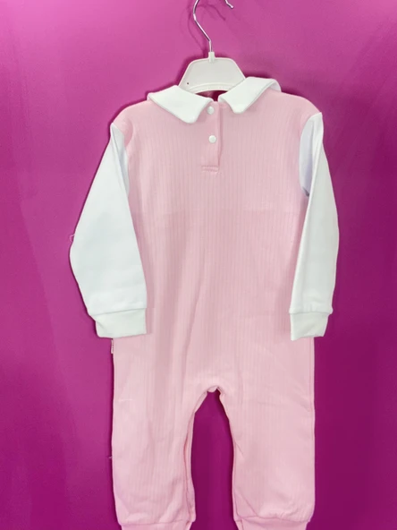 Fiyonklu ÇıtÇıtlı Kız Bebek Tulum Pembe - 3