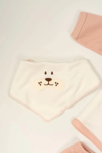Köpek Nakışlı 5'li Yenidoğan Takımı Pembe - 3