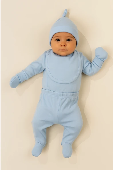 Yenidoğan Zıbın Takımı 6'lı Hastane Çıkışı Seti Mavi ürün görseli