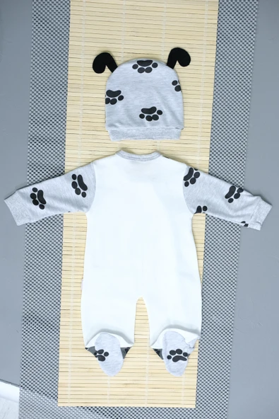 Köpek Baskılı 2'li Unisex Tulum Takımı Gri - Resim 2