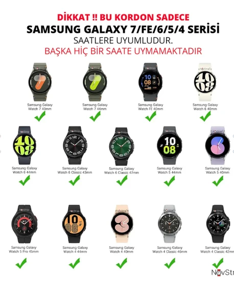 Samsung Galaxy Watch 7 6 5 Pro 4 Fe 40 42 43 44 45 46 47 Mm Uyumlu Kordon Tam Kapatan Pimli Silikon - 3