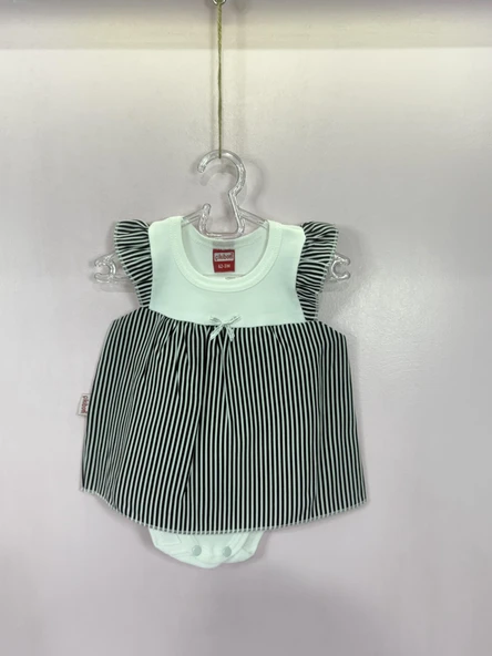 Çizgili Etekli Kız Bebek Body Siyah - 2