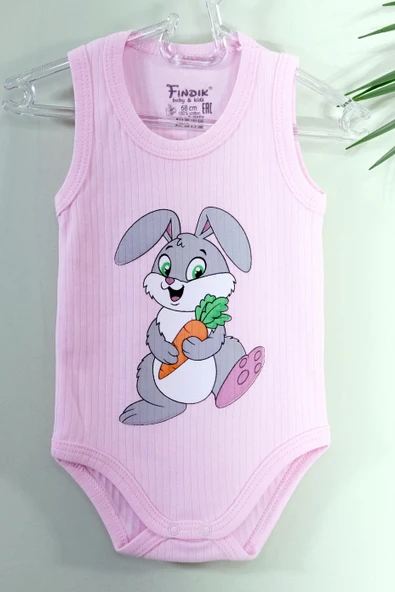 Unisex Tavşanlı Askılı Body Açık Pembe - Resim 2