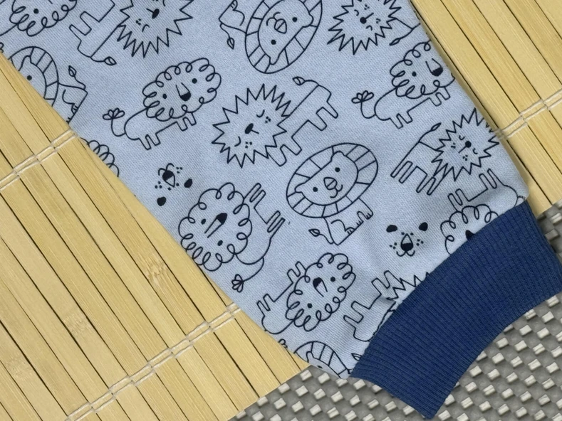 Aslan Baskılı Erkek Bebek 3'lü Body Takım Mavi - Resim 5