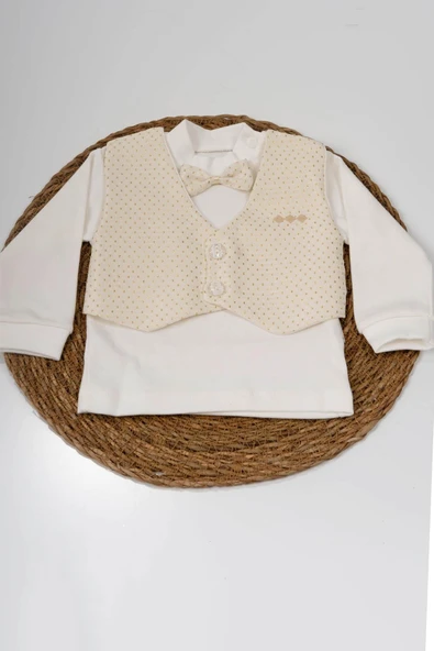 Papyonlu 4 Parça Erkek Bebek Mevlüt Takımı Krem - 2