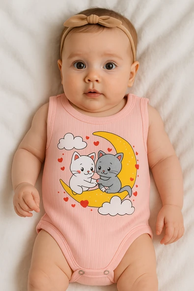 Unisex Pembe Body Çıtçıtlı Bisiklet Yaka Atlet Kol