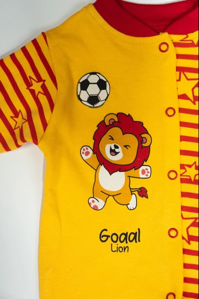 Yıldız Desenli Galatasaray Aslan Tulum ve Şapka Takımı Sarı Kırmızı - 4