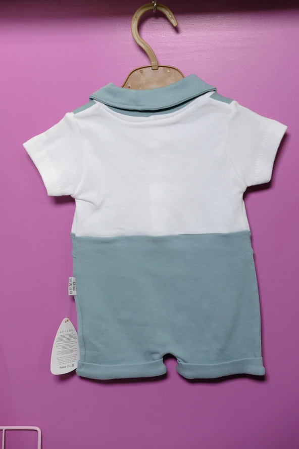 Papyonlu Kısa Kollu Bebek Tulum Mint Yeşil - 3