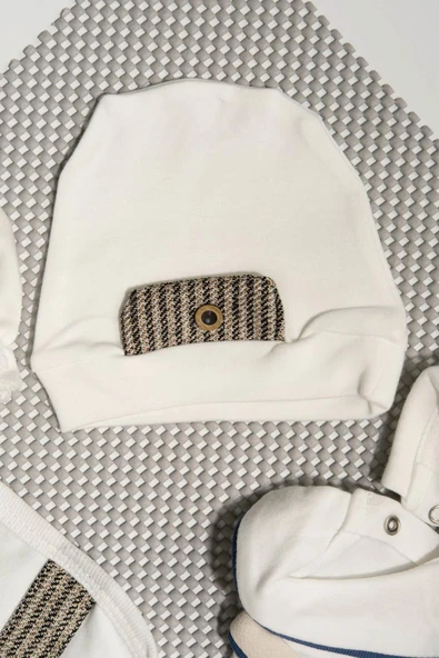 Bej Askılı Pantolon Desenli 7'li Erkek Bebek Yenidoğan Takımı - 6