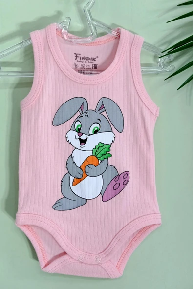 Unisex Tavşanlı Askılı Body Pembe