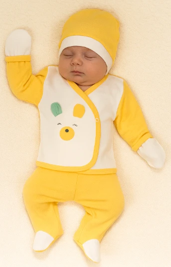 Tavşan Nakışlı 5'li Yenidoğan Takımı Sarı ürün görseli