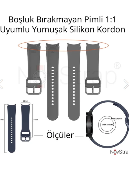 Samsung Galaxy Watch 7 6 5 Pro 4 Fe 40 42 43 44 45 46 47 Mm Uyumlu Kordon Tam Kapatan Pimli Silikon - 2