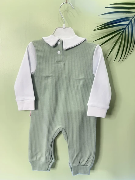 Fiyonklu ÇıtÇıtlı Kız Bebek Tulum Yeşil - 2