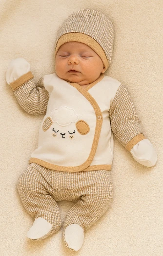 Kuzu Nakışlı 5'li Yenidoğan Takımı Bej ürün görseli