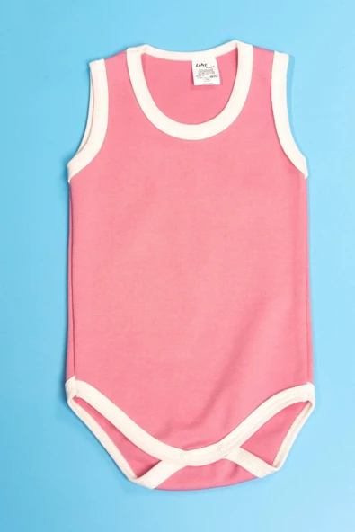 Unisex Pembe Body Çıtçıtlı Bisiklet Yaka Atlet Kol Beyaz - 2