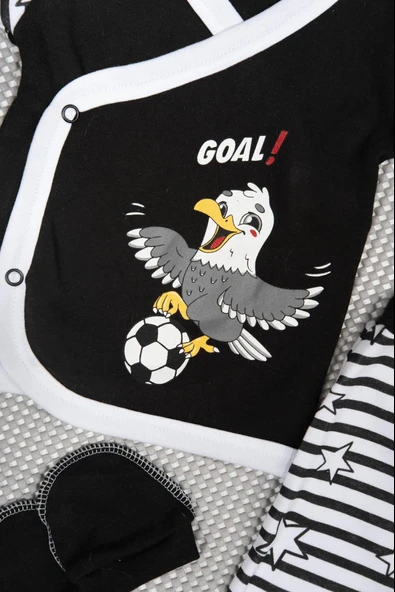 Kartal Baskılı 5'li Yenidoğan Takımı – Siyah Beyaz - 7