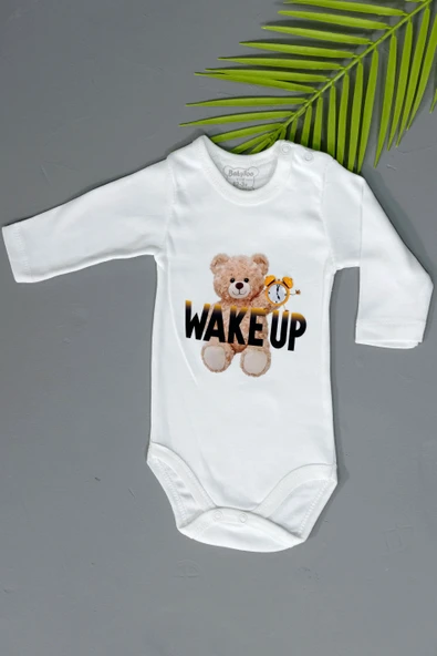 Wake Up Baskılı Uzun Kollu Body ürün görseli