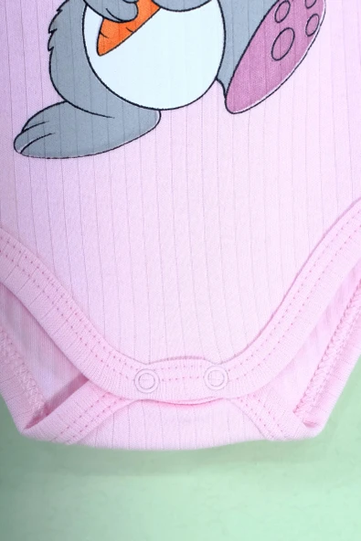 Unisex Tavşanlı Askılı Body Açık Pembe - Resim 5